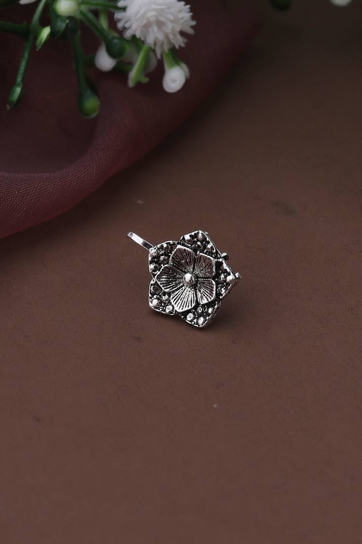 Oxidised silver press-on nose pin