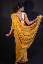 Georgette Saree with chikankari Keel Jaal Embroidery – Elegant Palla Work | Famaza Couture