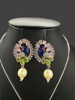 Peacock Pendants Set with earrings | Peacock sitting on swing– Famaza Couture