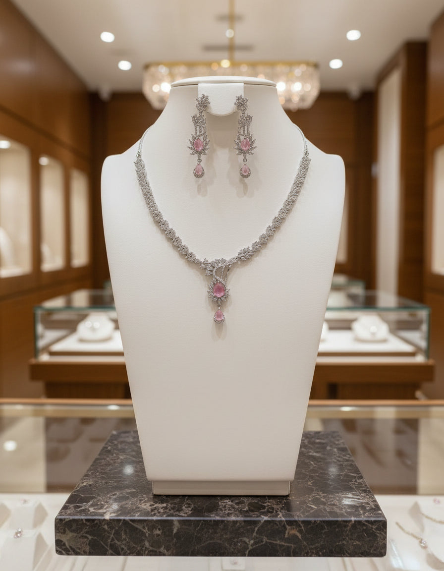 Luxury Handcrafted ADparty wear Jewellery Set – Necklace & Earrings | Famaza Couture