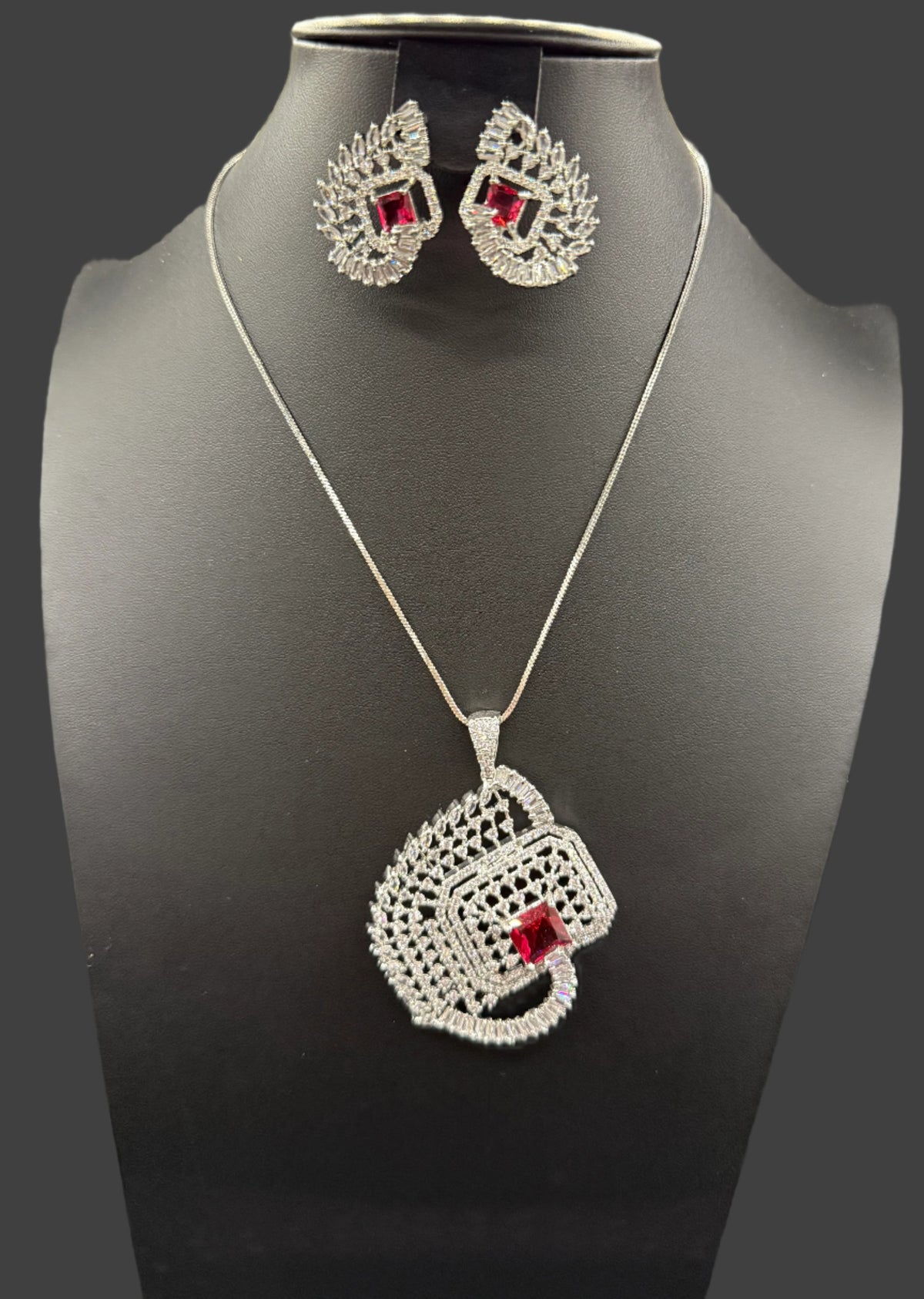 Artificial AD Pendants Set with earrings | Brooch Design – Famaza Couture