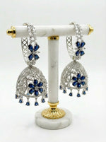 Premium Silver Imitation American Diamond Jhumka Earrings | Famaza Couture