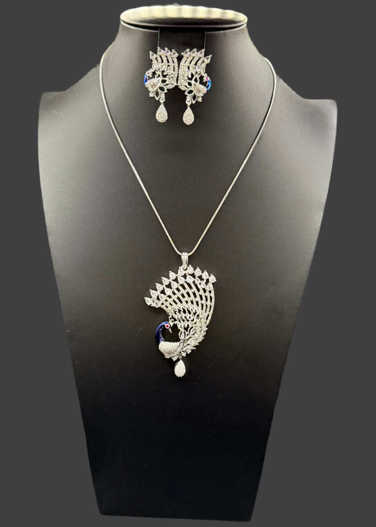 Peacock Pendants Set with earrings | Peacock full wing open– Famaza Couture