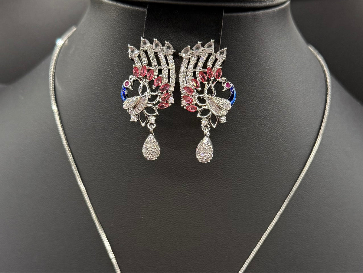 Peacock Pendants Set with earrings | Peacock full wing open– Famaza Couture