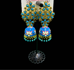 Gold Meenakari Jhumka Earrings | Lightweight Handcrafted Bridal Jewellery – Famaza Couture