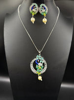 Peacock Pendants Set with earrings | Peacock sitting on swing– Famaza Couture