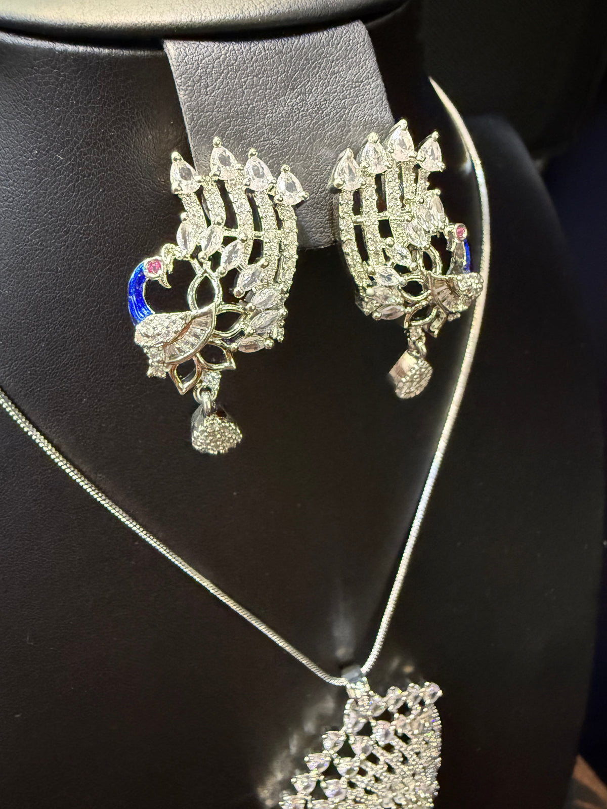 Peacock Pendants Set with earrings | Peacock full wing open– Famaza Couture