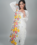 Hand-Painted Floral Chikankari Kurti - Unique Designer Top | Famaza couture