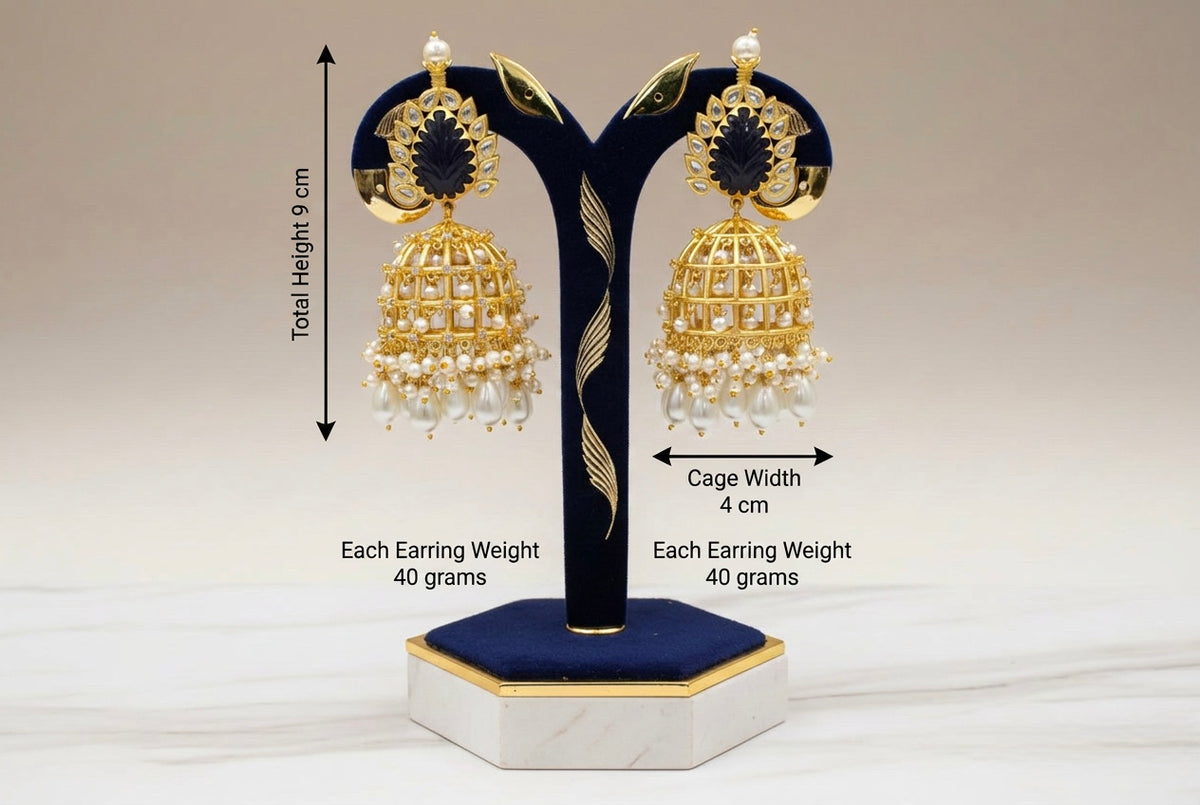 Royal Monalisa Stone & Coin Golden Earrings | Bridal & Partywear Wembley