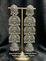 The Royal Garba: Lightweight Antique-Oxidised Chandelier Earrings