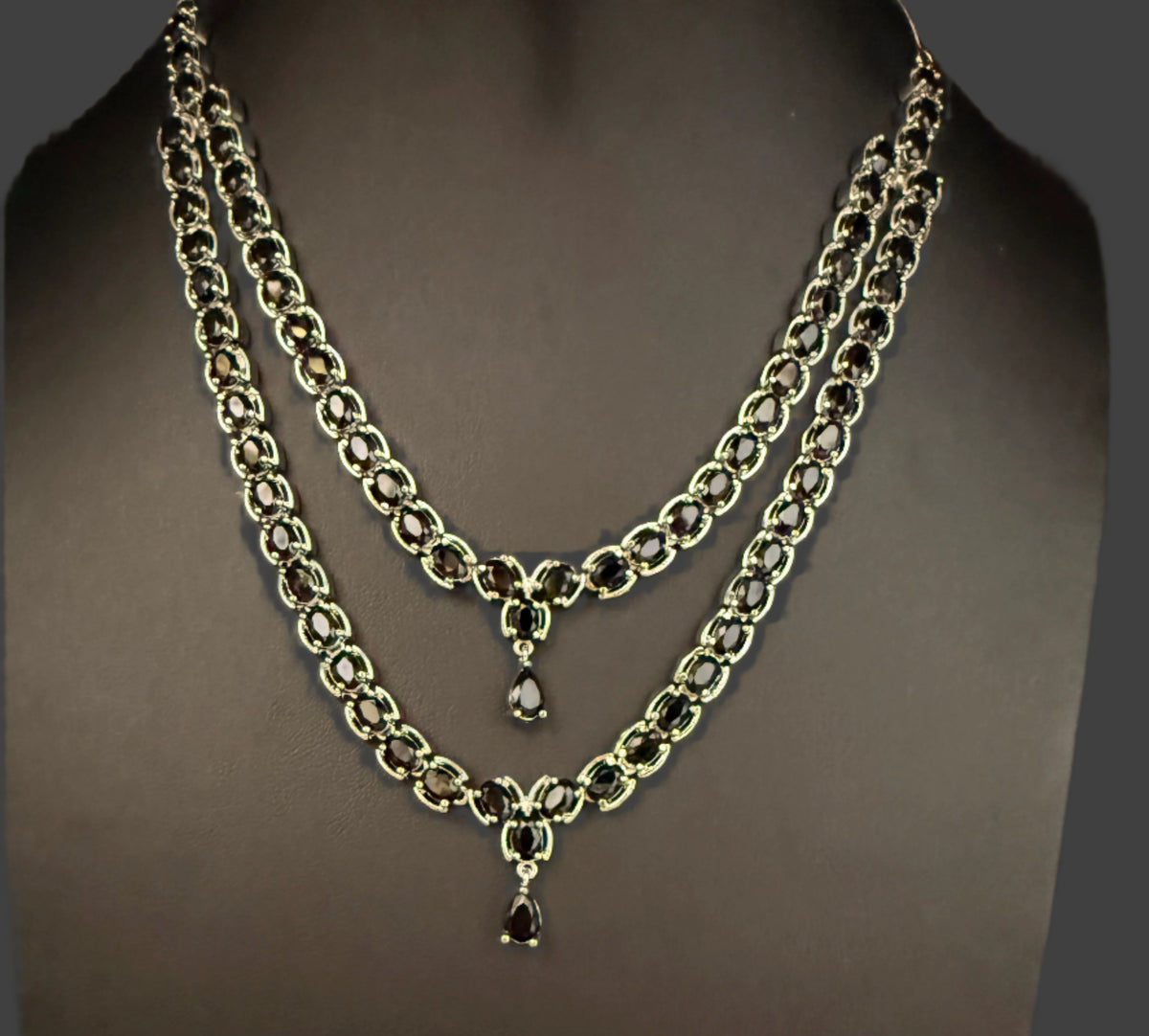The Regal Majesty Double Layer AD Jewellery Set - Premium Luxury Jewellery | Famaza Couture