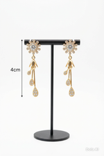 Rose Gold AD Infinity Twist & Vertical Bar Stud Earrings - 4.5cm Drop length