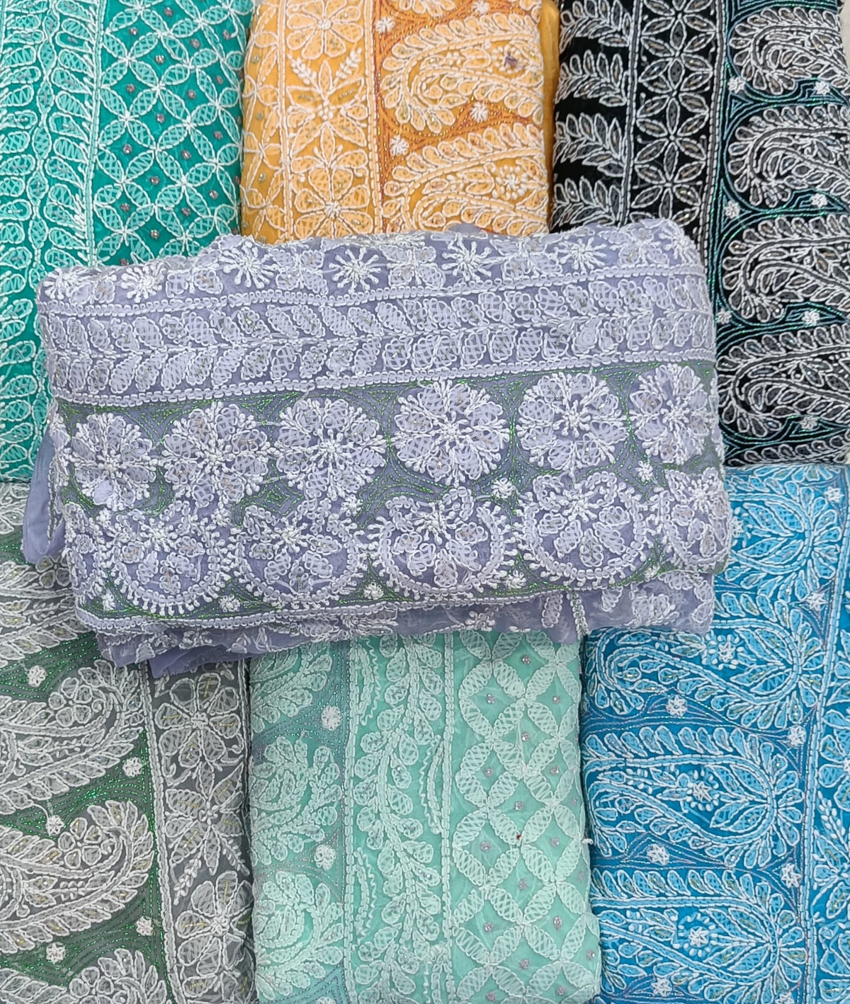 Full Jaal Chikankari Georgette Saree with Palla Keel Jaal Work – Elegant Ethnic Wear