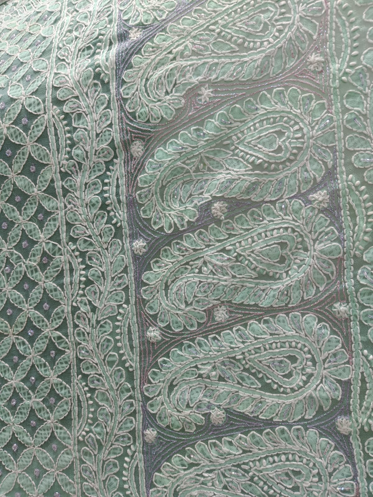Full Jaal Chikankari Georgette Saree with Palla Keel Jaal Work – Elegant Ethnic Wear