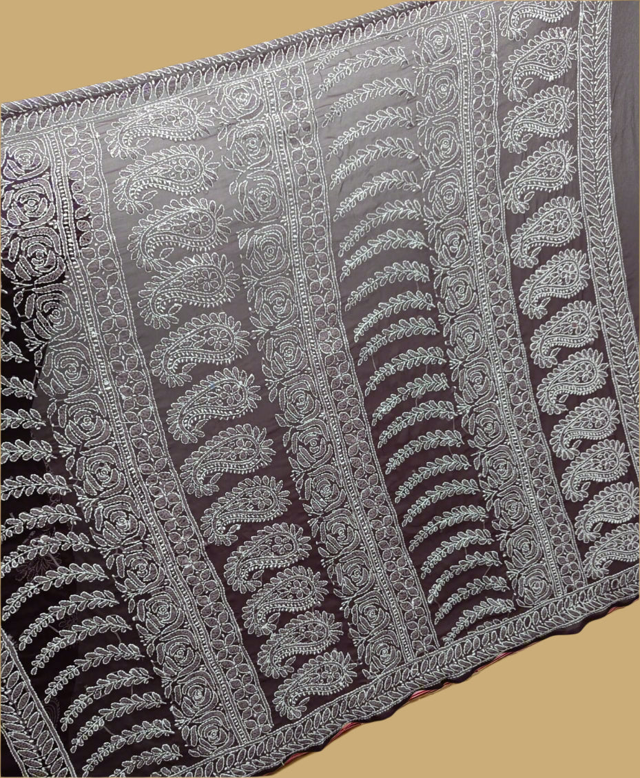 Full Jaal Chikankari Georgette Saree with Palla Keel Jaal Work – Elegant Ethnic Wear