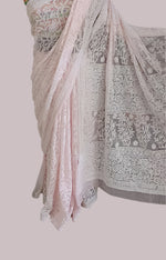 Full Jaal Chikankari Georgette Saree with Palla Keel Jaal Work – Elegant Ethnic Wear