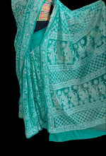 Full Jaal Chikankari Georgette Saree with Palla Keel Jaal Work – Elegant Ethnic Wear