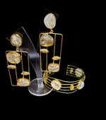 Gold plated Mother of pearls drop Earrings | Handcrafted Statement Jewellery – Famaza Couture