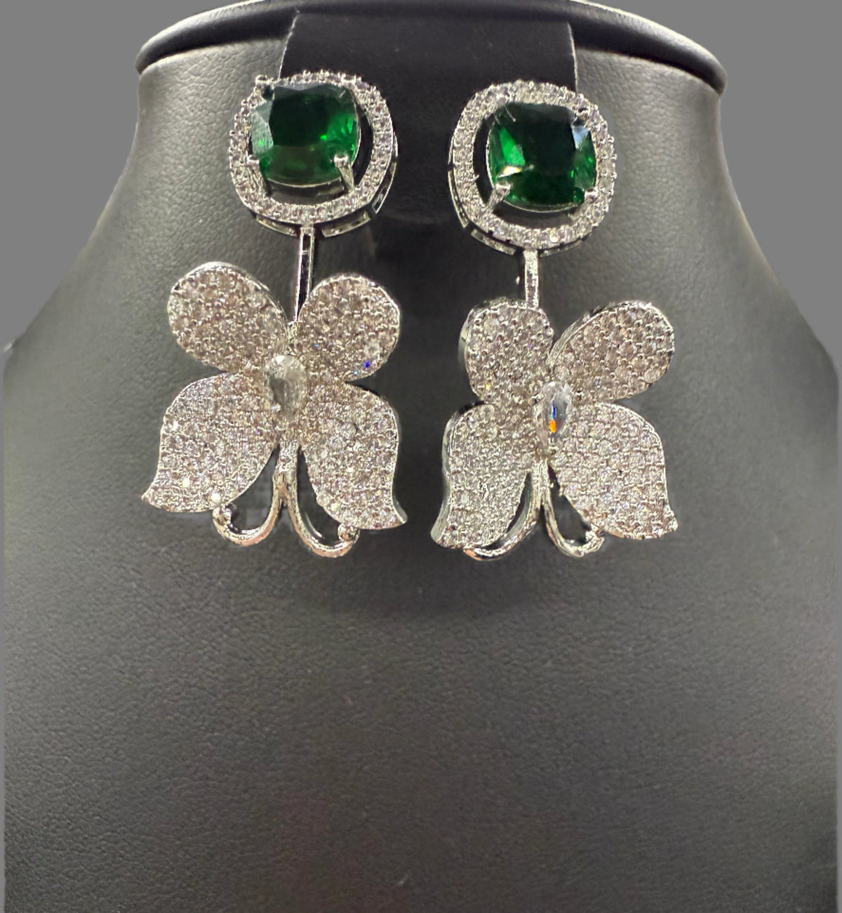 American Diamond Necklace Set with earring |3D Butterfly design