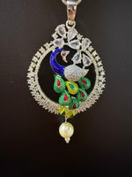 Peacock Pendants Set with earrings | Peacock sitting on swing– Famaza Couture