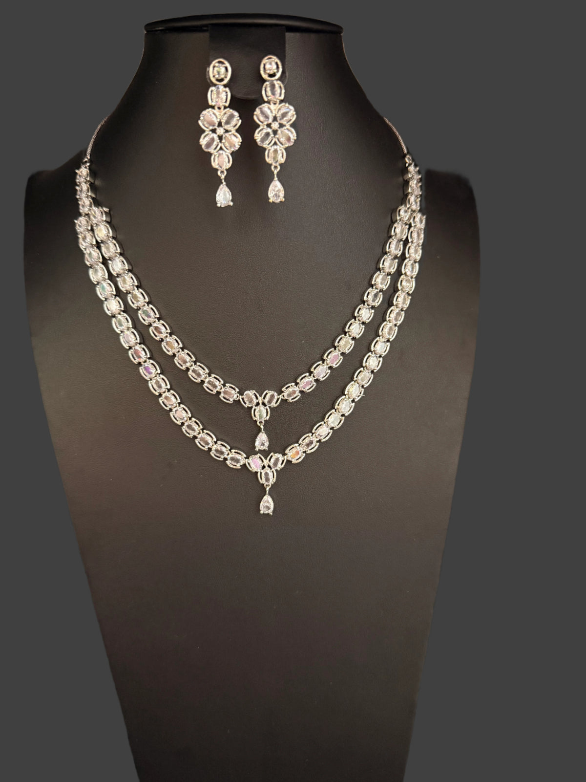 The Regal Majesty Double Layer AD Jewellery Set - Premium Luxury Jewellery | Famaza Couture
