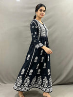 Exquisite Chikankari Naira Cut Gown-Style Dress – Double-Sided Embroidery