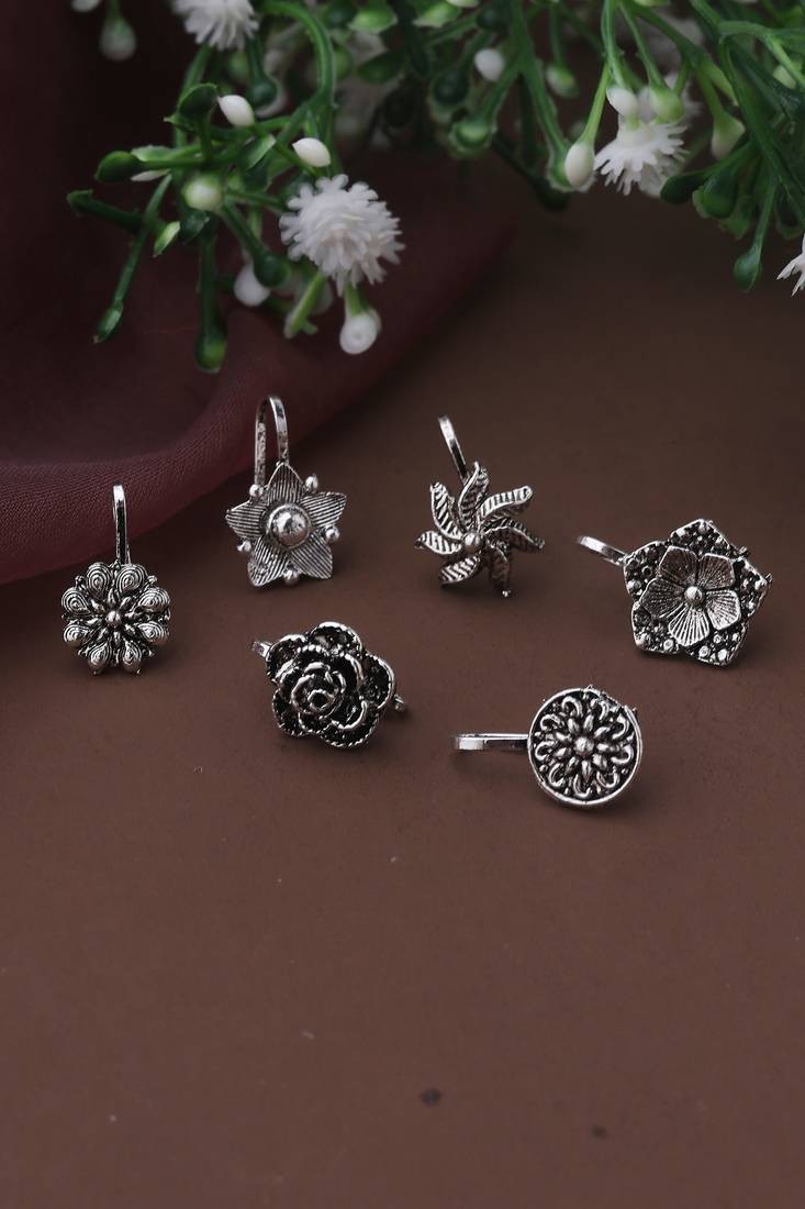 Oxidised silver press-on nose pin