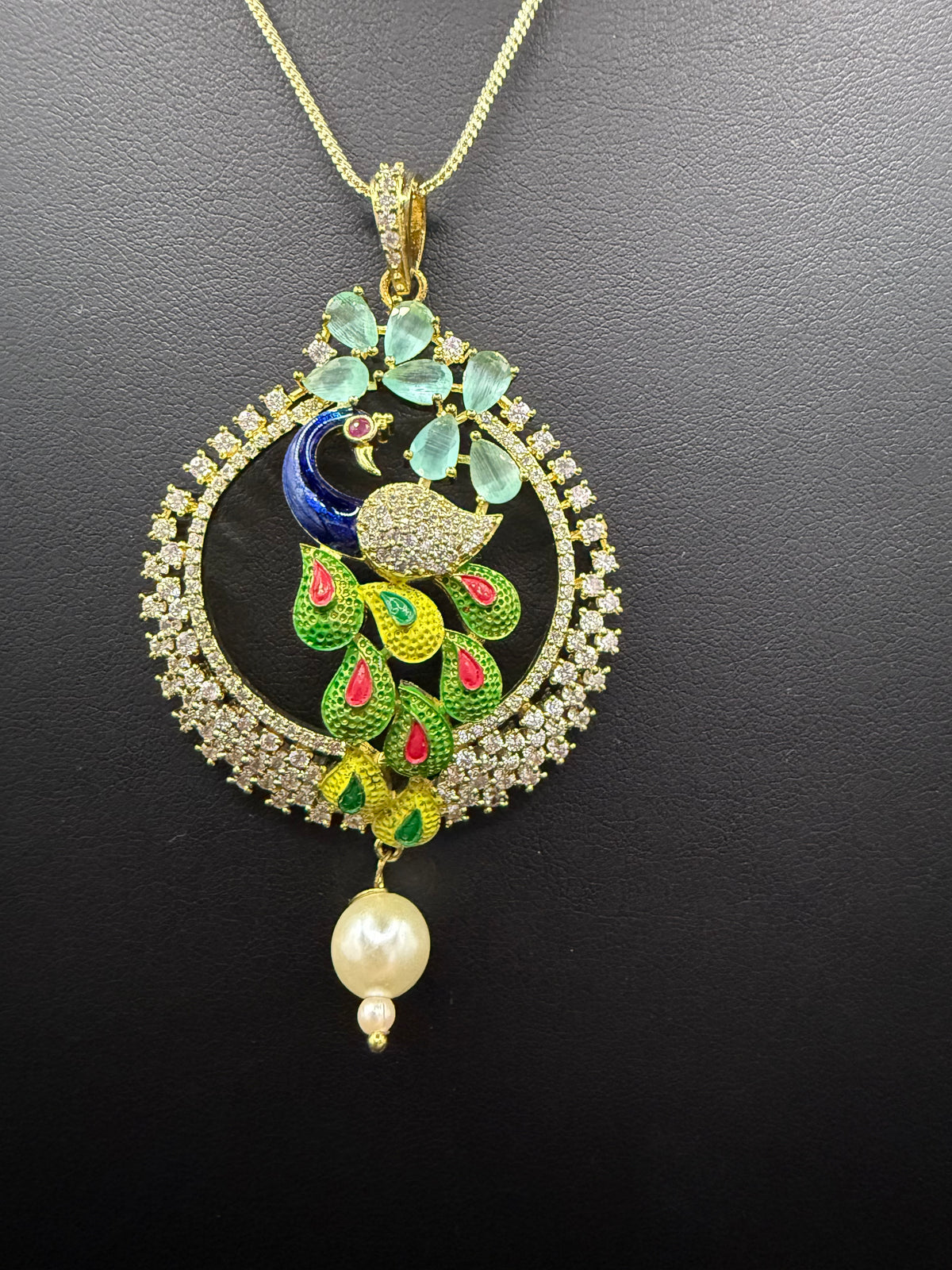 Peacock Pendants Set with earrings | Peacock sitting on swing– Famaza Couture
