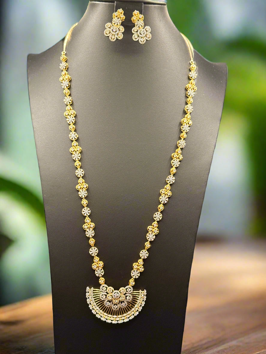 Gold Plated FloralSet with White Accents | Necklace & Earrings | Famaza couture