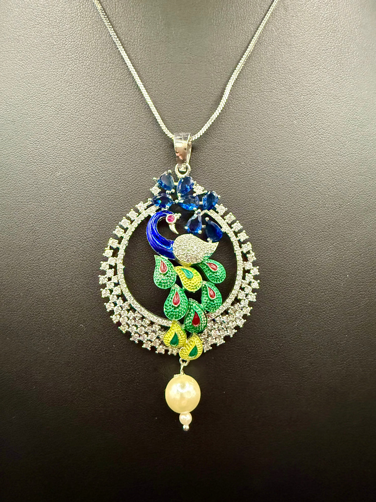 Peacock Pendants Set with earrings | Peacock sitting on swing– Famaza Couture
