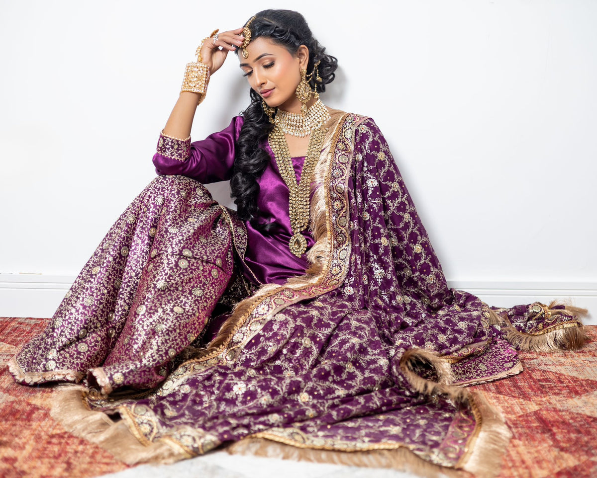 Bridal gharara and jewellery