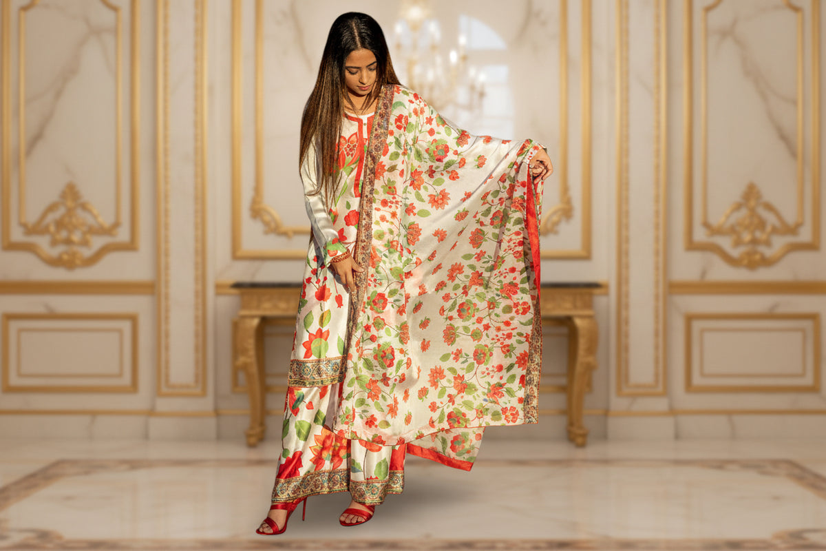Close-up of print on Anamta silk dress