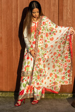 Close-up of print on Anamta silk dress