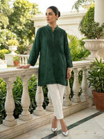 The Imperial Collared Kurti — Dense Ghaspatti Modal Silk Tunic