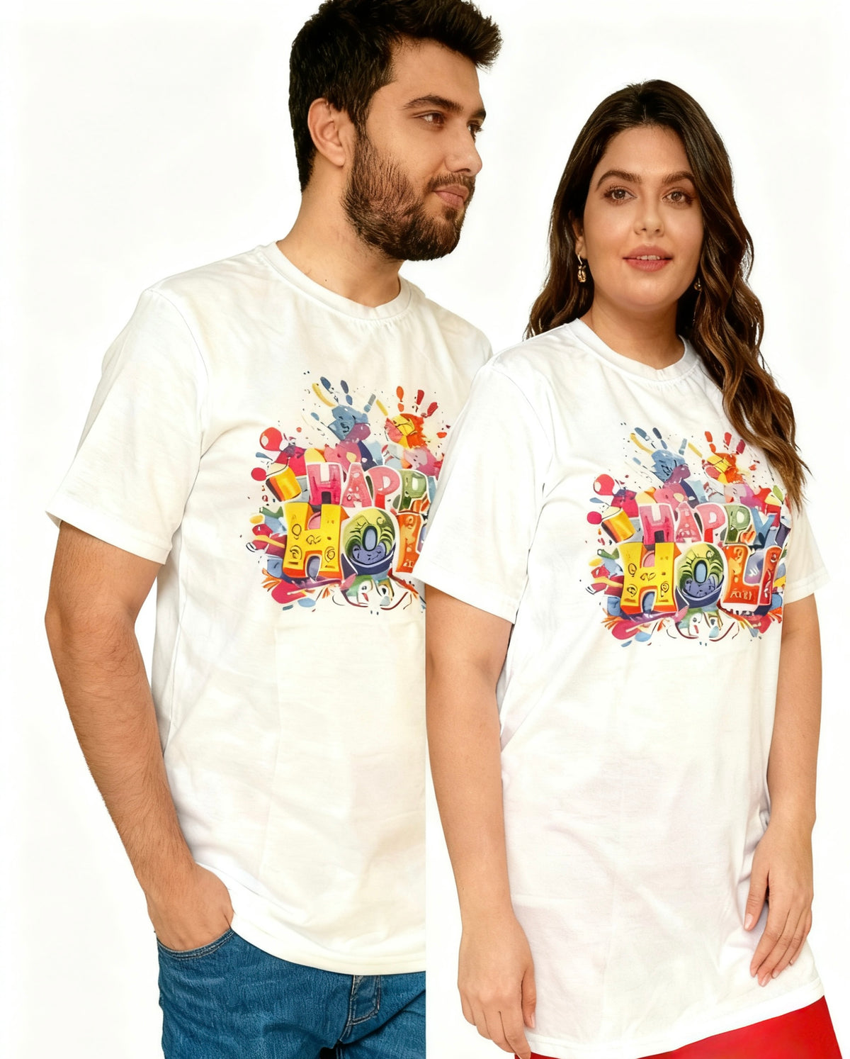 Splash Ready Happy Holi Adult Unisex Tee | 100% Breathable Cotton | Hand-Printed Festival Style