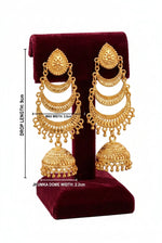 Handcrafted 3-Tier Gold Plated Jhumka Earrings – Filigree Cascade | 9-10cm Drop ✨👑