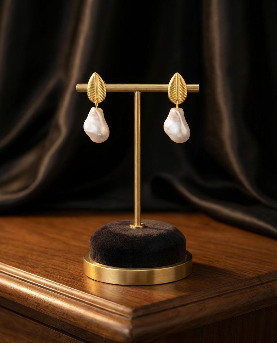 Handcrafted Posh Evening Earrings with Natural Mother of Pearl