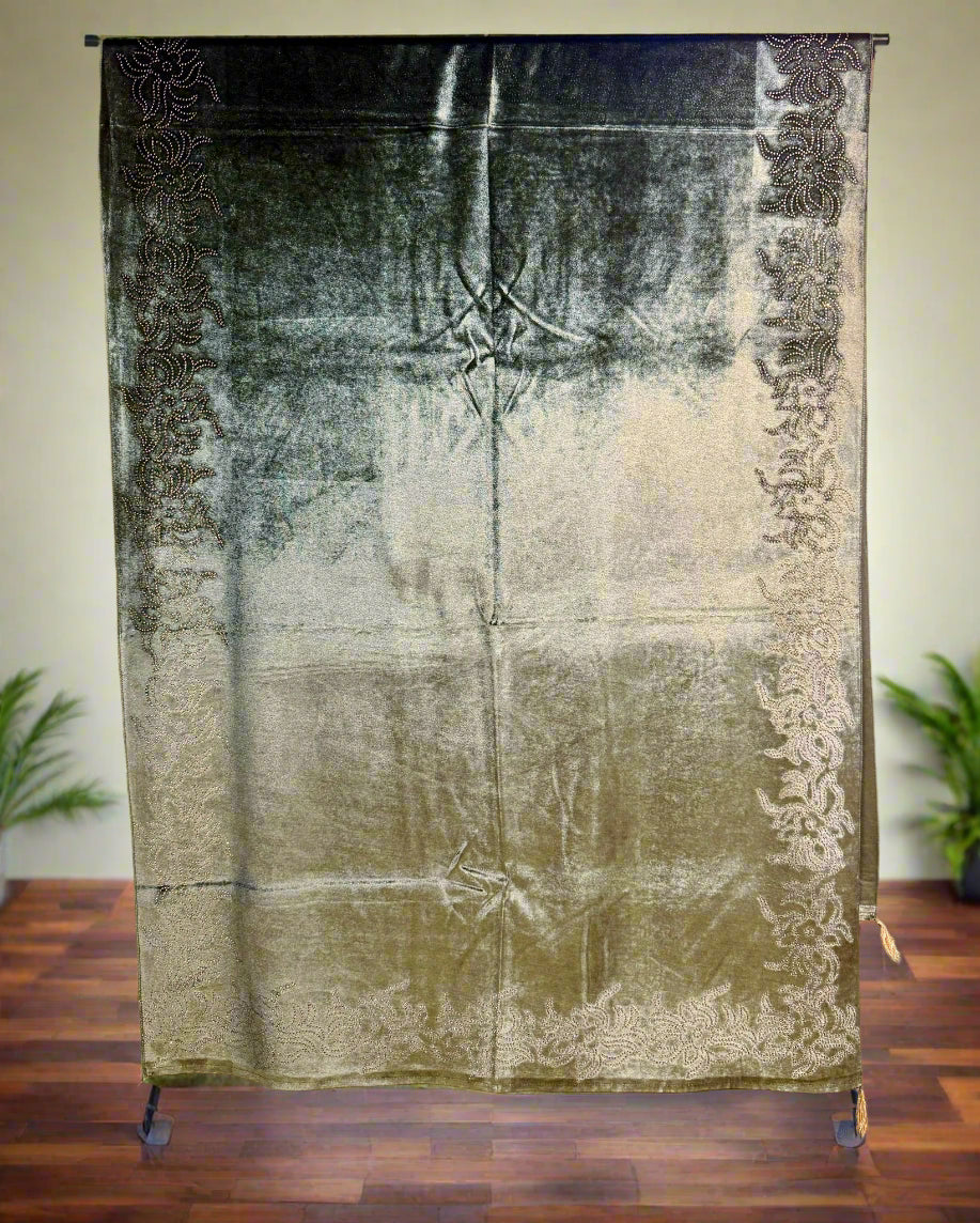 Exquisite Velvet stole with Swarovski work| Elegance for Winter – Famaza Couture