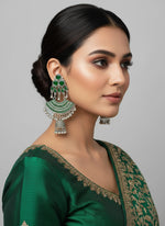 Green enamel oxidised drop earrings by famaza couture