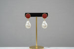Handcrafted Mother of Pearl and Sugar Stone Stud Earrings in Brass – Elegant Bridal and Evening Wear Jewellery for Women.