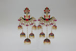 Hot pink and navy blue Meenakari Jhumka Chandbali Earrings with Pearl Drops – Traditional Indian Bridal & Party Wear Earrings