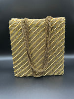 Gold Diagonal Rounds Beads Handcrafted Tote Bag