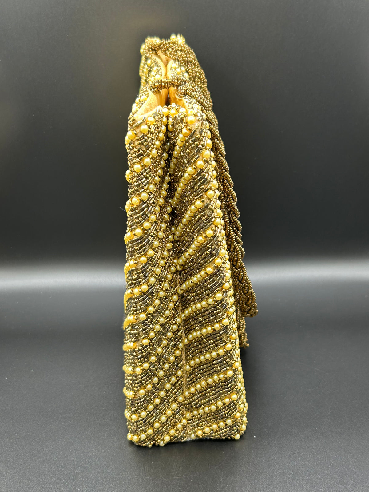 Gold Diagonal Rounds Beads Handcrafted Tote Bag