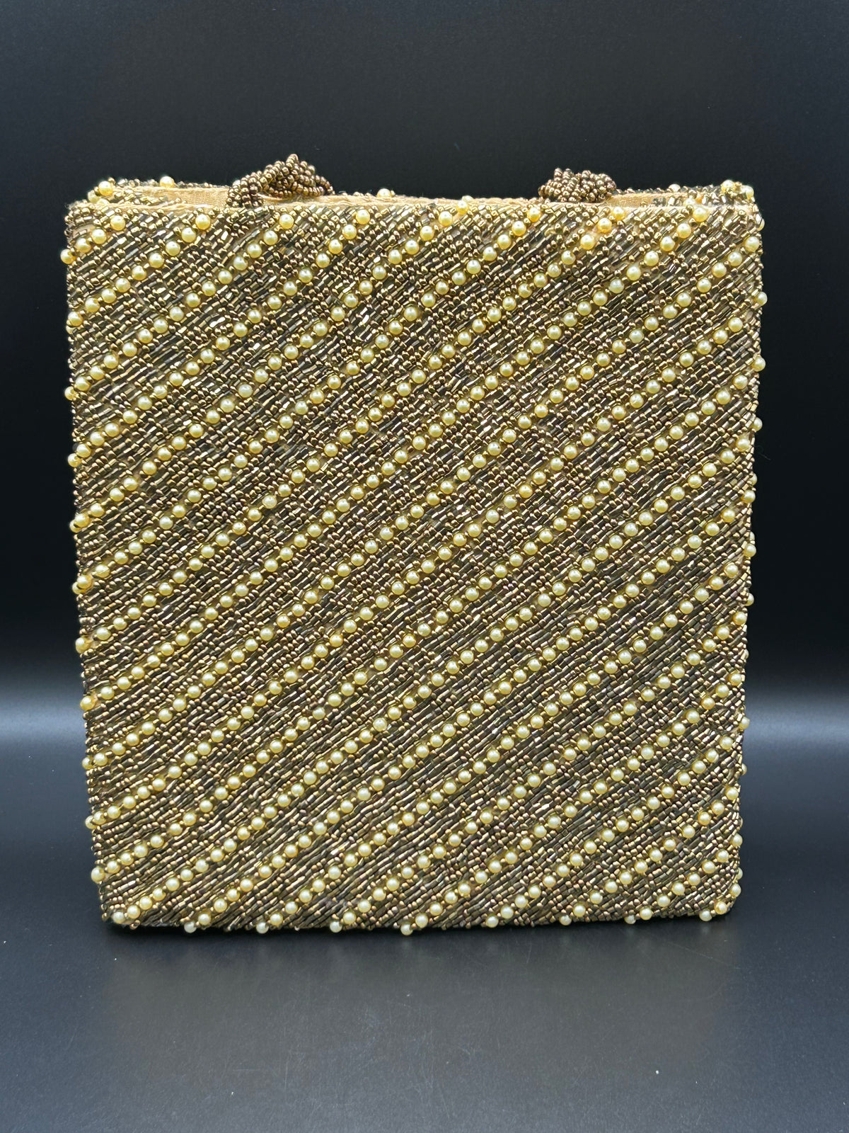 Gold Diagonal Rounds Beads Handcrafted Tote Bag