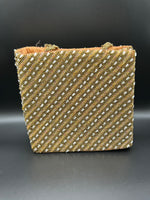 Gold Diagonal Long Beads Handcrafted Tote Bag