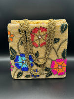 Beige Colored Floral Handcrafted Tote Bag