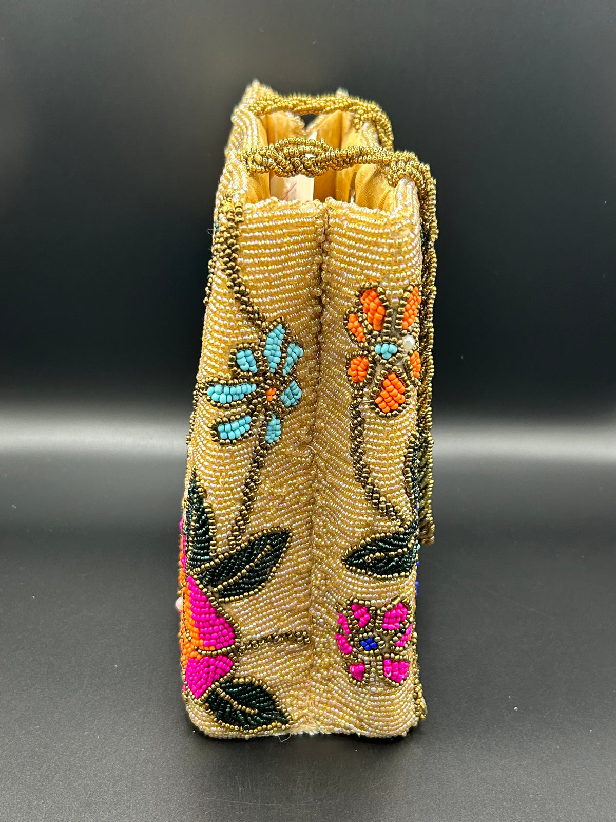 Beige Colored Floral Handcrafted Tote Bag