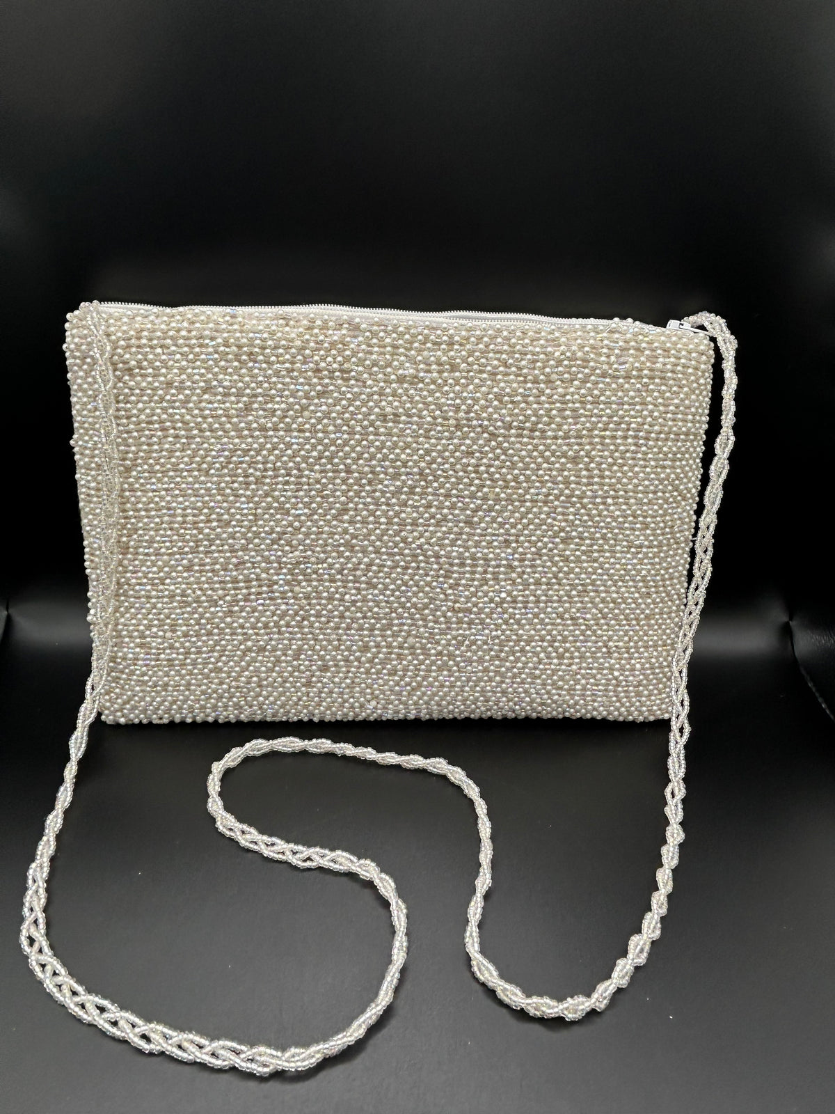 White Mini Pearls Handcrafted Clutch Bag