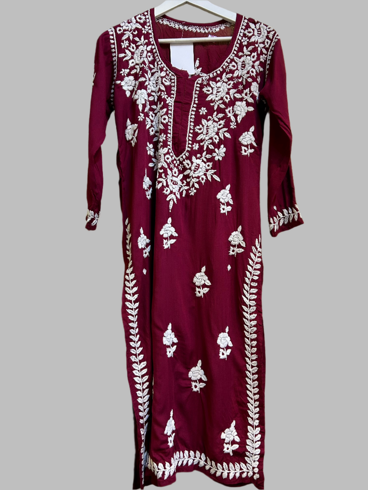 Chikankari Kurti/Shirt/Top - Modal - Ghass Patti Work - Full Border