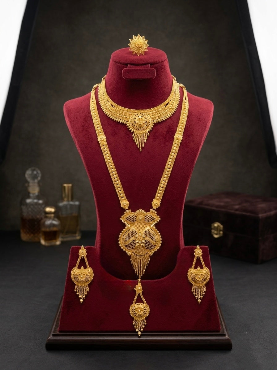 The Urooj 22K Gold Plated Bridal Jewellery Set | Traditional Necklace & Earrings